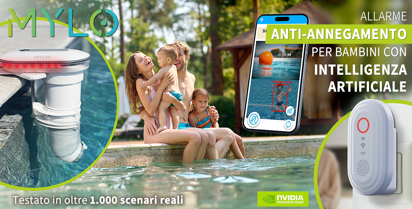 Allarme anti-annegamento bambini per piscina con intelligenza artificiale